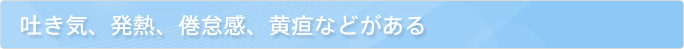 吐き気、発熱、倦怠感、黄疸