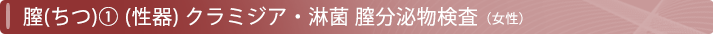 膣(ちつ)① (性器) クラミジア・淋菌 膣分泌物検査:女性