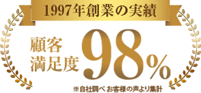 顧客満足度98%1997年創業の実績