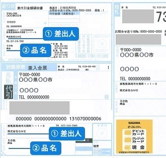 代金引換便の伝票